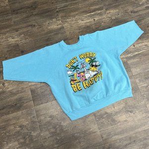 Vintage 1988‎ Don't Worry Be Happy Men Crewneck Sweatshirt Duck Novelty NO SIZE